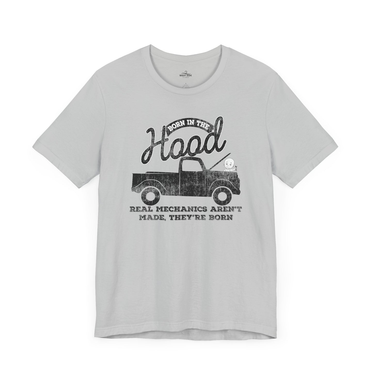 Born in the Hood Mechanics Tee, Unisex Graphic Shirt, Auto Enthusiast Gift, Father's Day Present, Vintage Truck Design