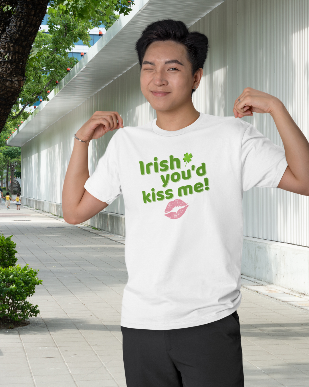 Irish You'd Kiss Me! Unisex Tee, Fun St. Patrick's Day Shirt, Shamrock Graphic Tee, Holiday Party Top, Cute Gift Idea