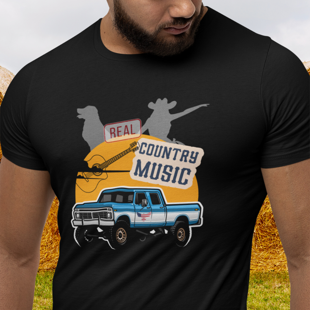 Country Music Unisex Jersey Tee, Music Lover Gift, Vintage Truck Shirt, Casual Summer Wear, Real Country Music T-Shirt