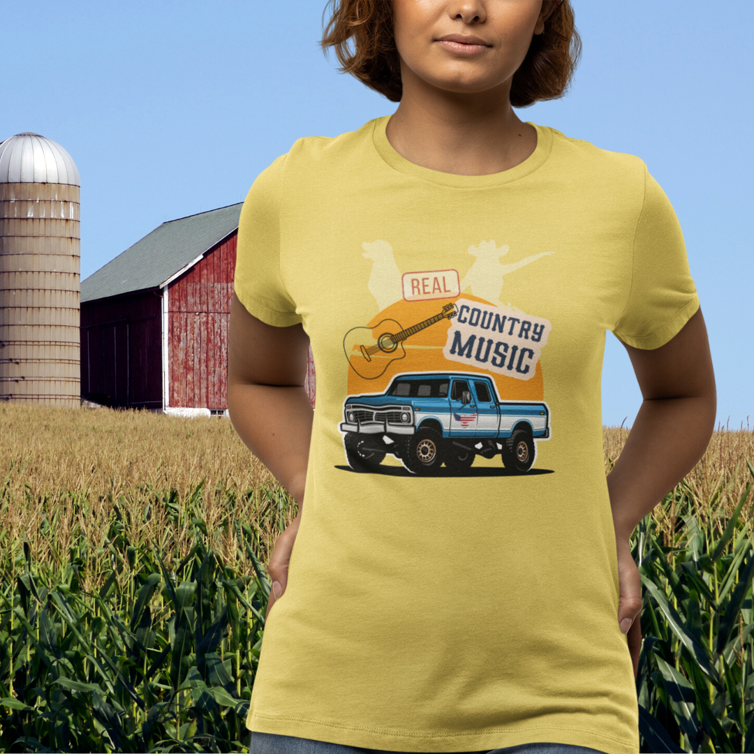 Country Music Unisex Jersey Tee, Music Lover Gift, Vintage Truck Shirt, Casual Summer Wear, Real Country Music T-Shirt