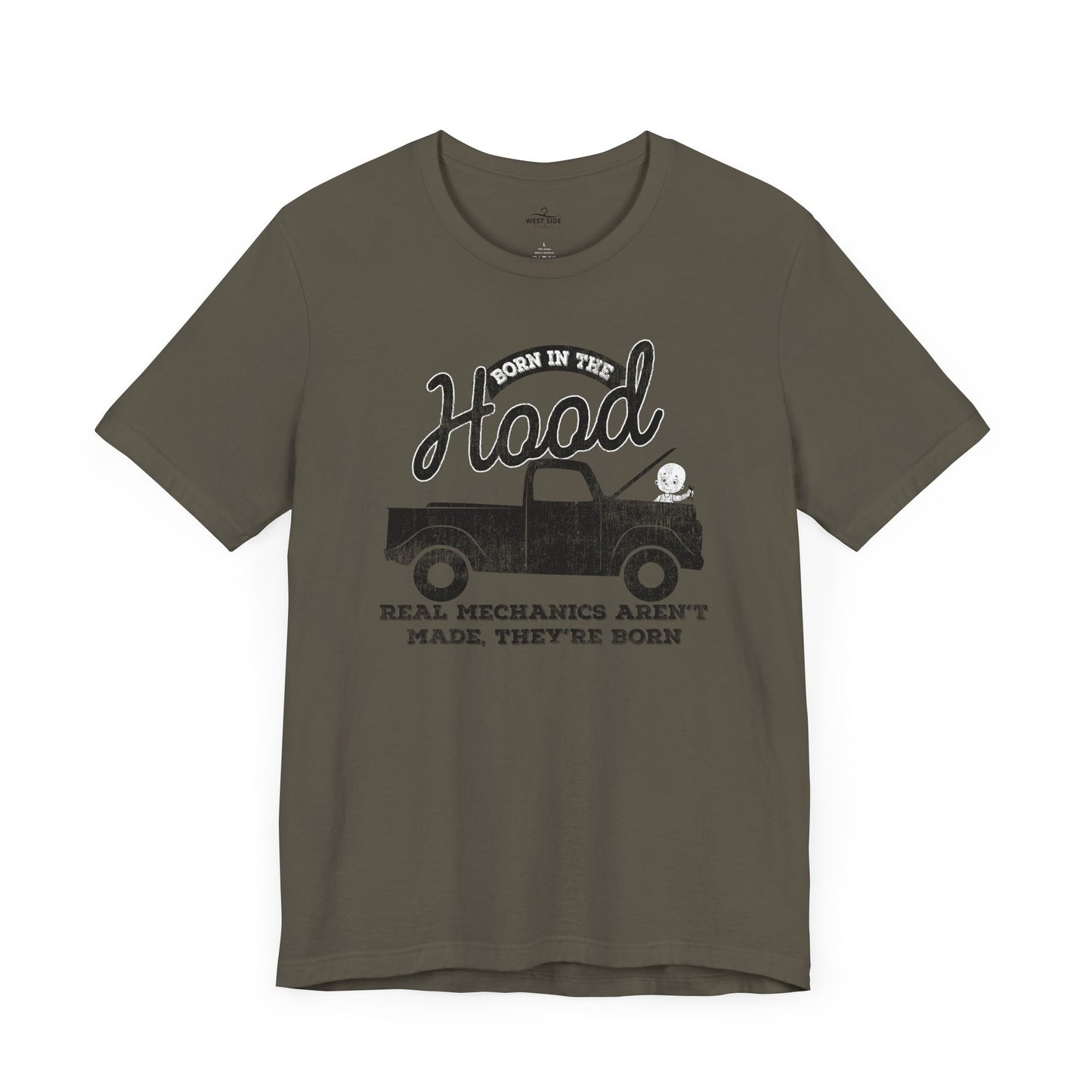 Born in the Hood Mechanics Tee, Unisex Graphic Shirt, Auto Enthusiast Gift, Father's Day Present, Vintage Truck Design